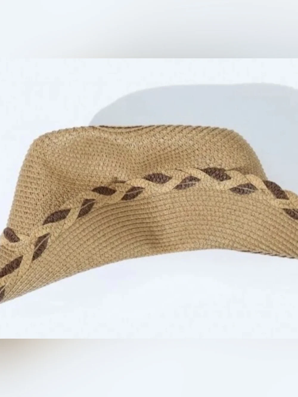 Classic Woven Straw Fedora – Natural Tone with Braided Detail NWOT - Picture 3 of 4
